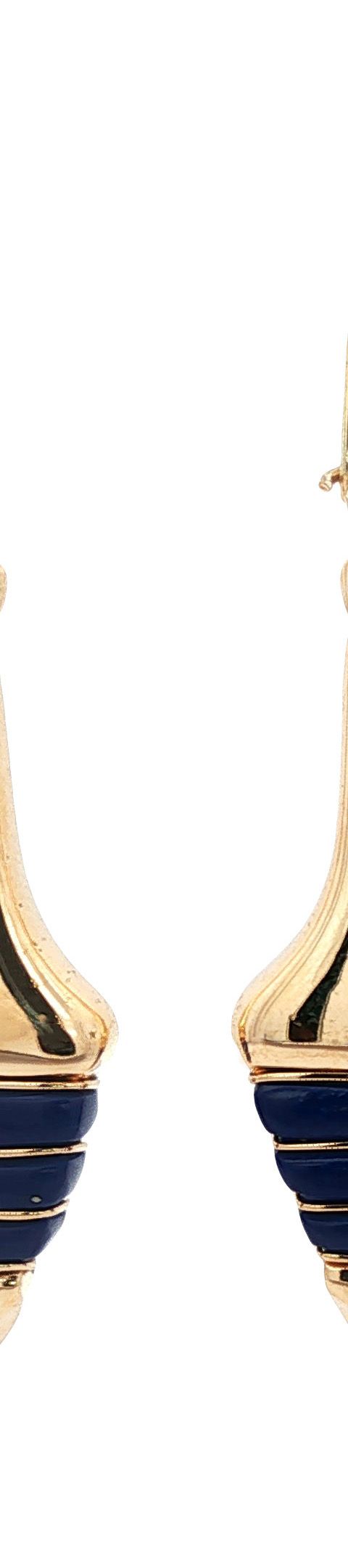 Vintage 14K Gold Drop Earrings with Lapis Lazuli